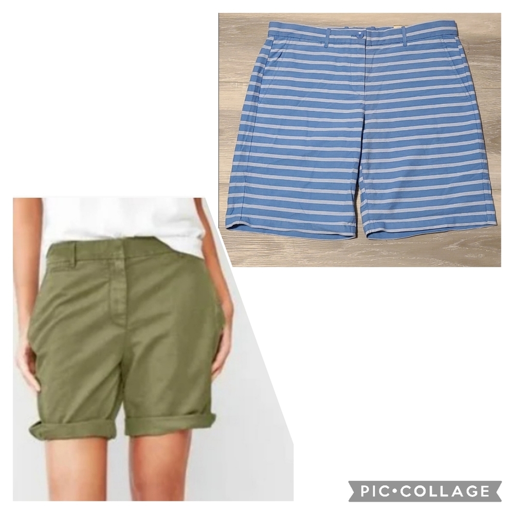 ☀️Gap Boyfriend Roll-Up Shorts in Blue Stripes